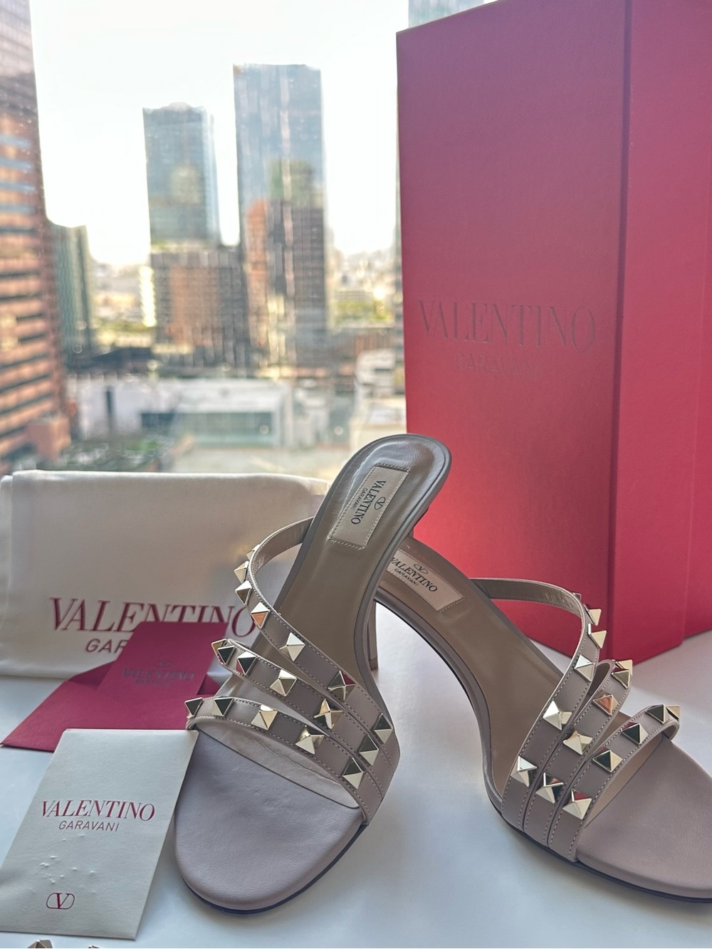 Valentino Women’s Shoes Size 38 Nude Valentino Mule Sandals with Gold Studs.